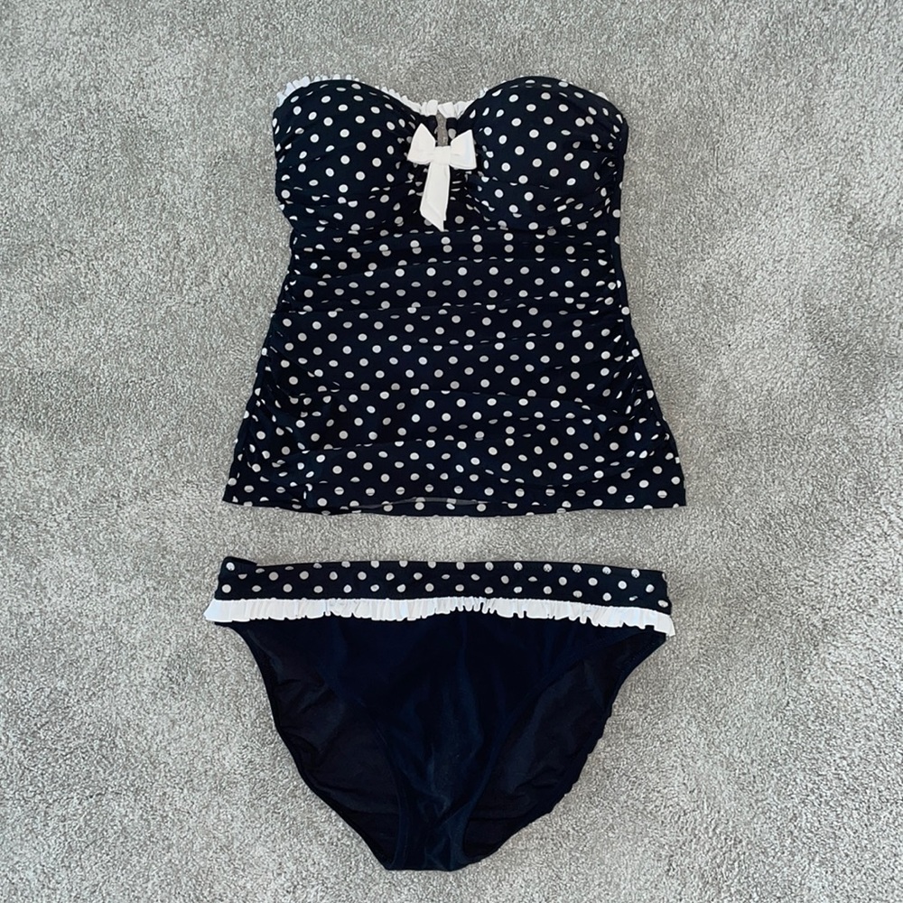 Black polka dot tankini by Profile